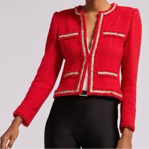 NWT!!! Generation Love Blair’s Crystal Tweed Jacket - red/S